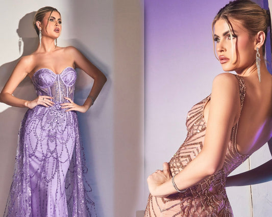beaded evening dress , purple evening gowns