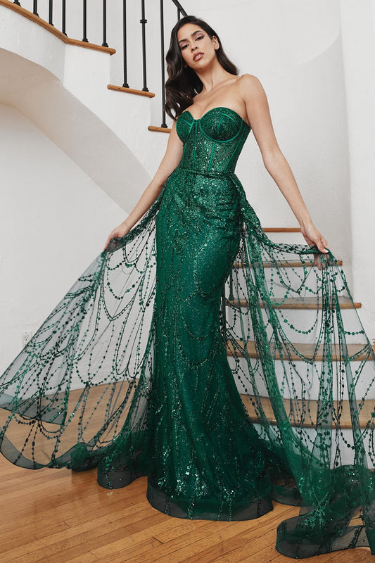 emerald Stunning strapless mermaid gown for a goddess-like presence