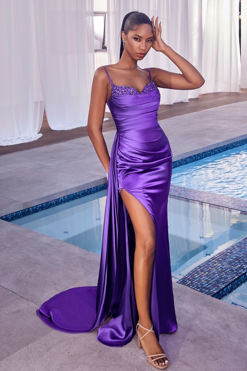 Noemi Satin Gown With Embellishments