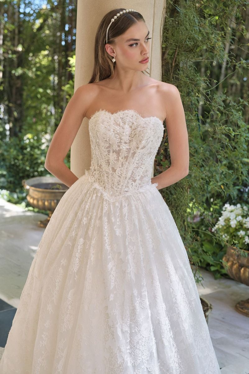 Timeless Romance Strapless A-Line Lace Wedding Gown