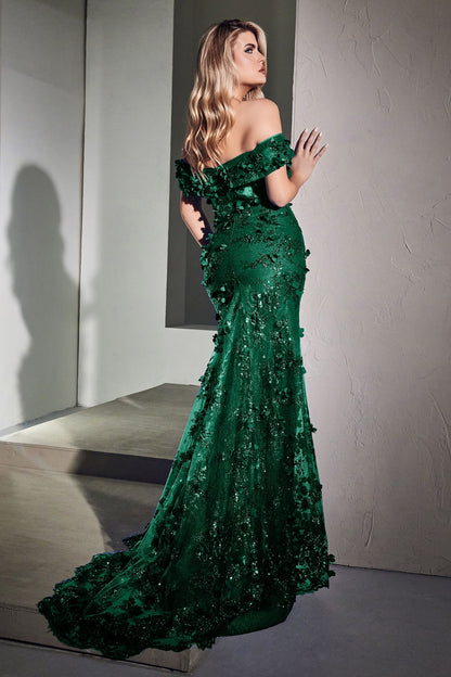 Επίσημο φόρεμα γοργονέ σε πράσινο χρώμα