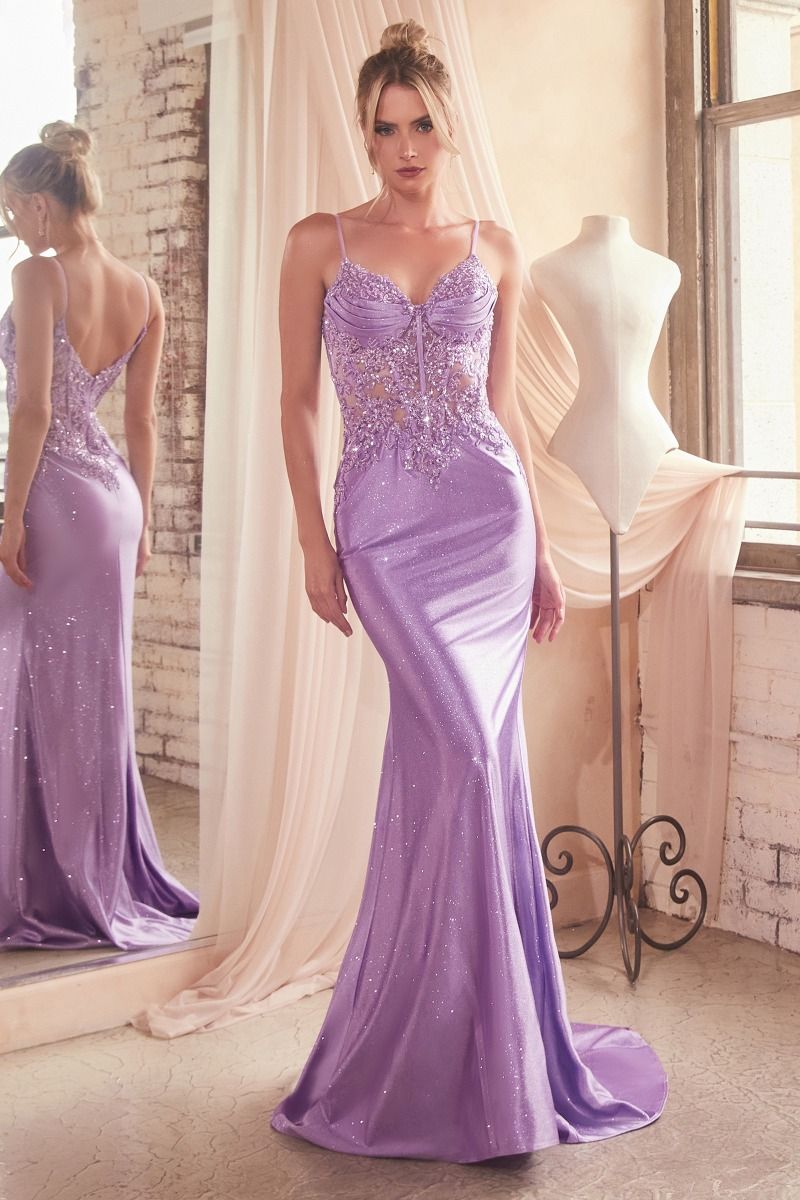 Romantic and striking glitter stretch satin skirt evening dress