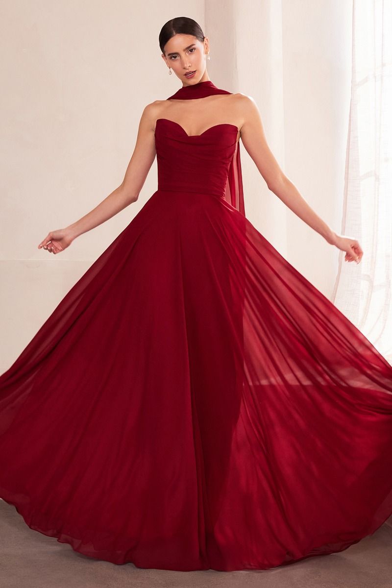 Valentine Chiffon Strapless Sweetheart Dress