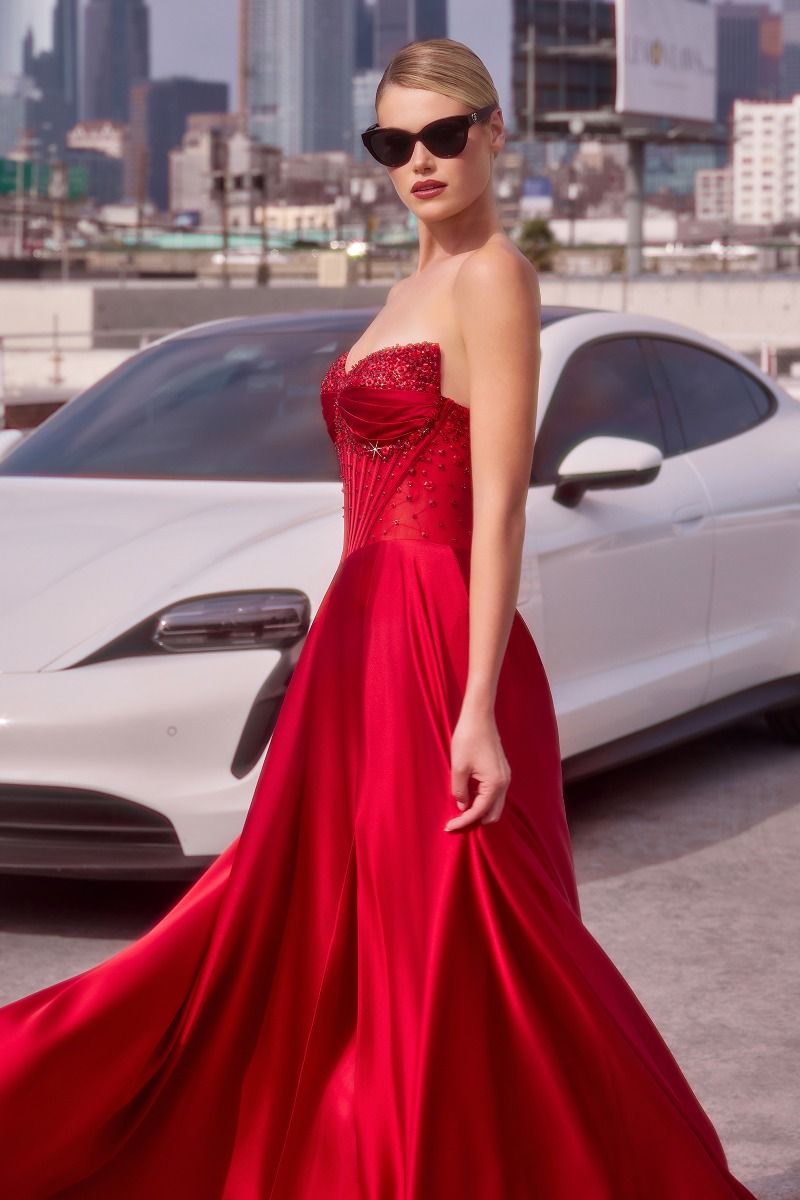 Brandy Strapless Beaded Gown