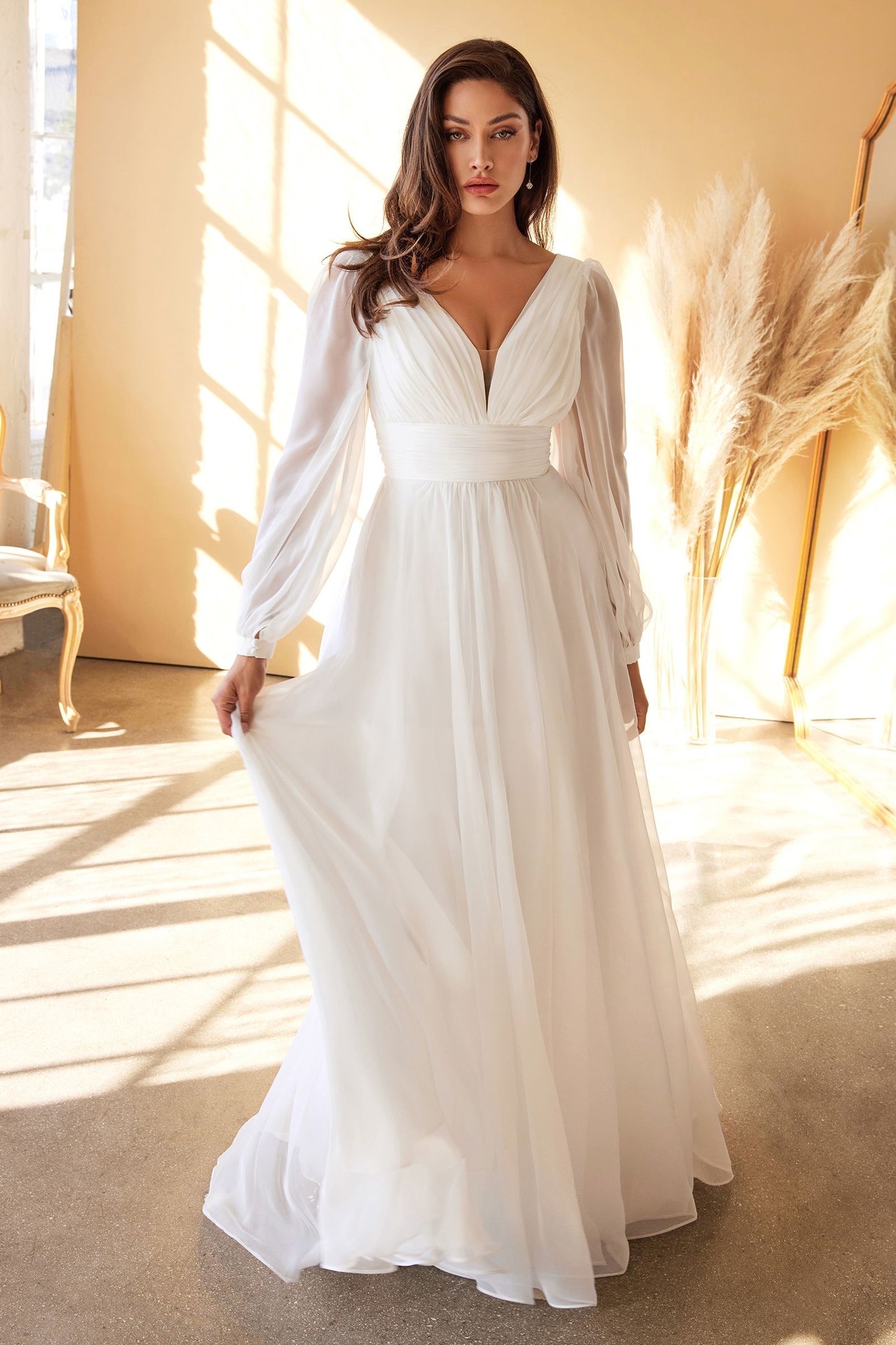 flattering v neckline and ruched waistband accentuate your natural curves