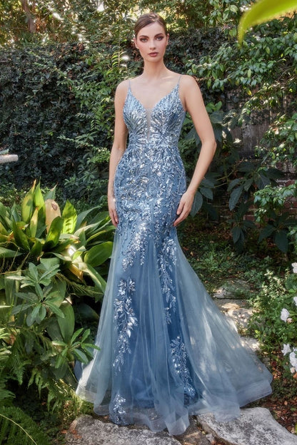 blue Glitter and sequins high quality prom dress show stopping dress