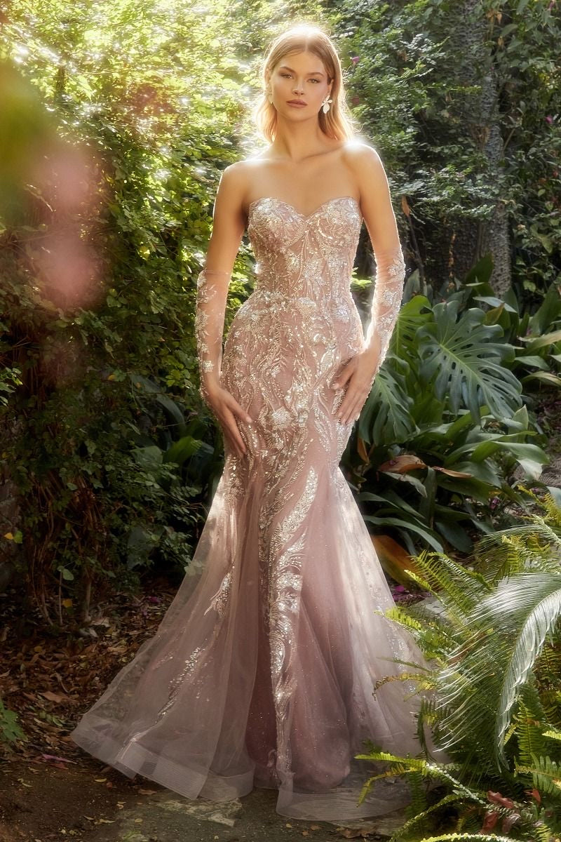 mermaid sweetheart gown with beaded sequins and crystals