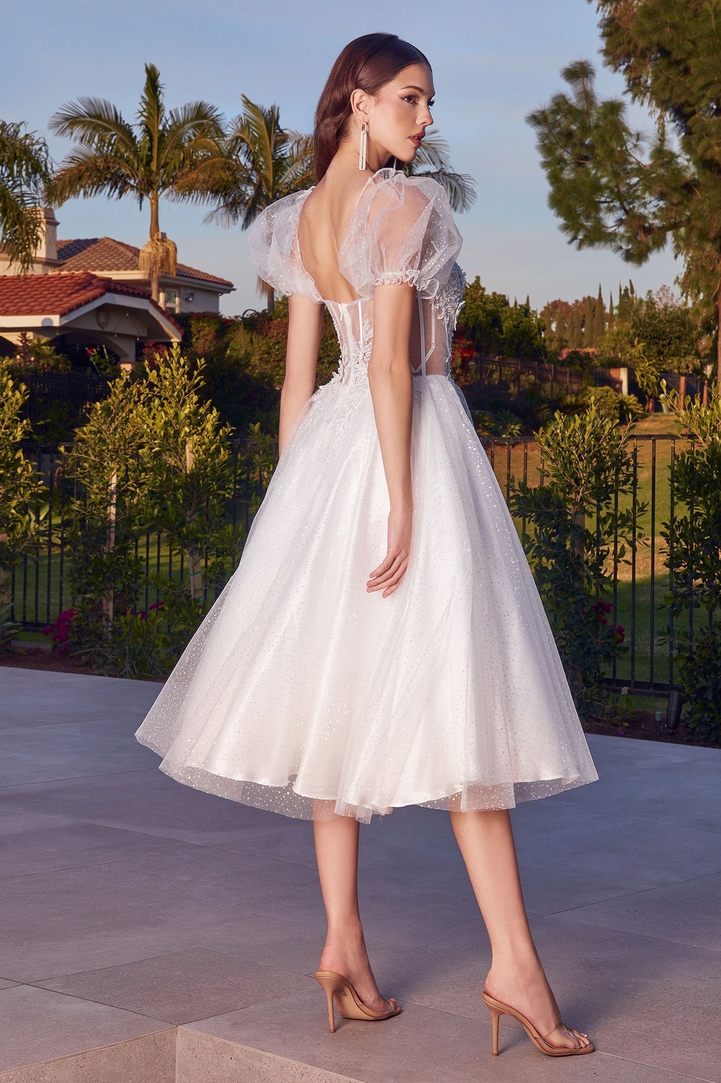 A-line layered glitter tulle skirt with subtle twinkles embellishment