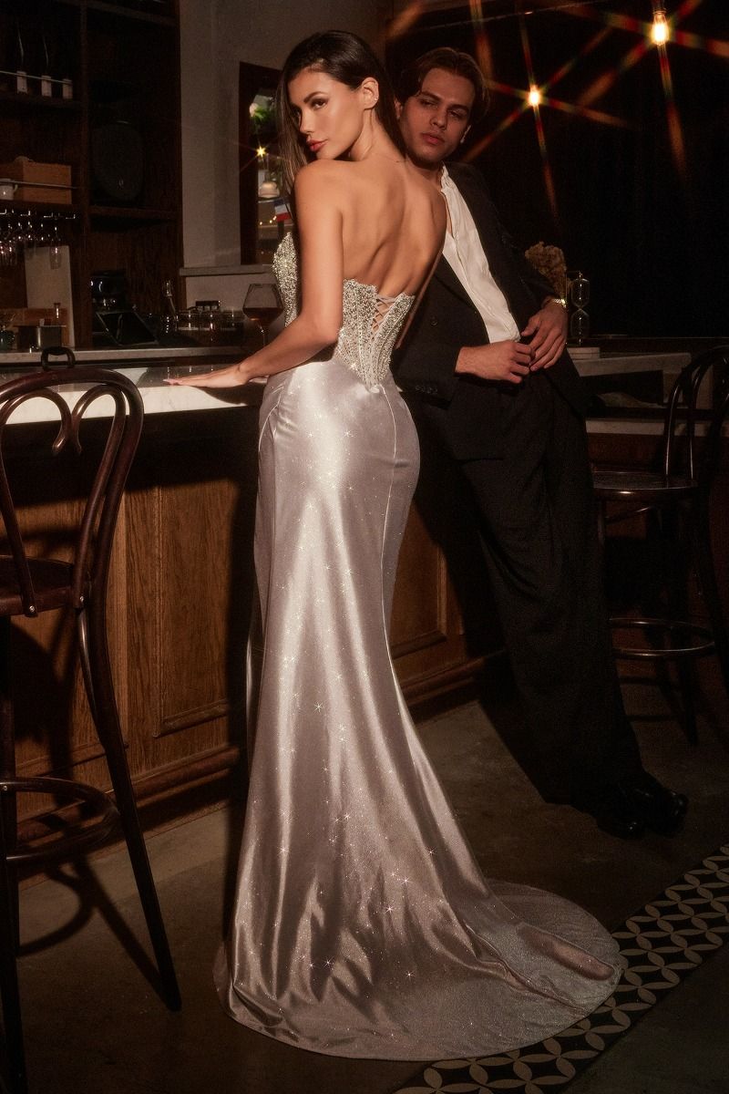 Connie Beaded Strapless Gown