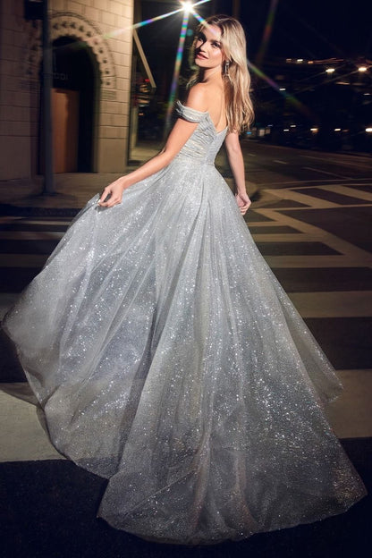 Sexy prom dress gown with luxury glitter sequin fabric style silver 