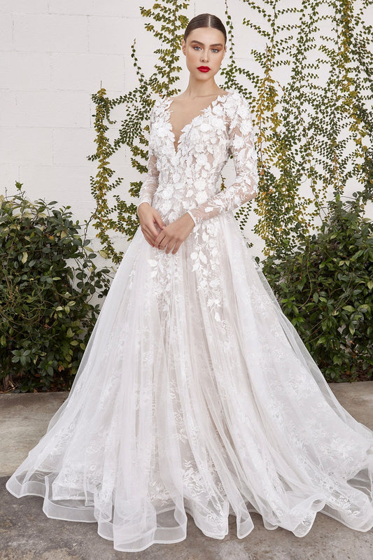 Captivating Eliza Gown with white florals and a romantic design