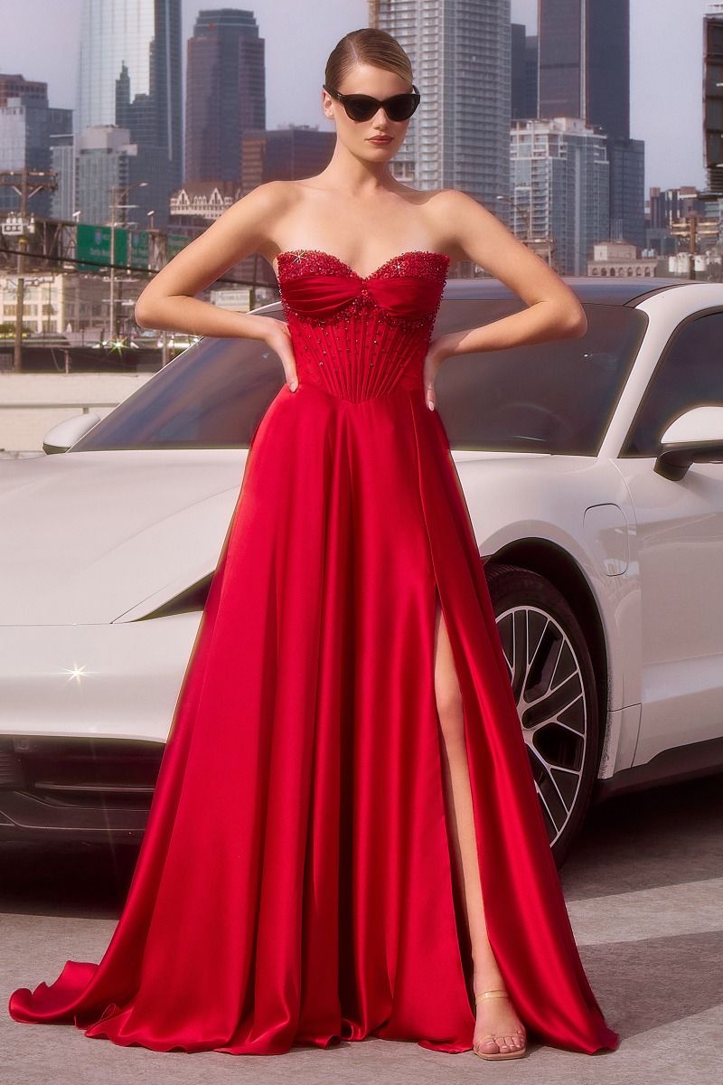 Brandy Strapless Beaded Gown