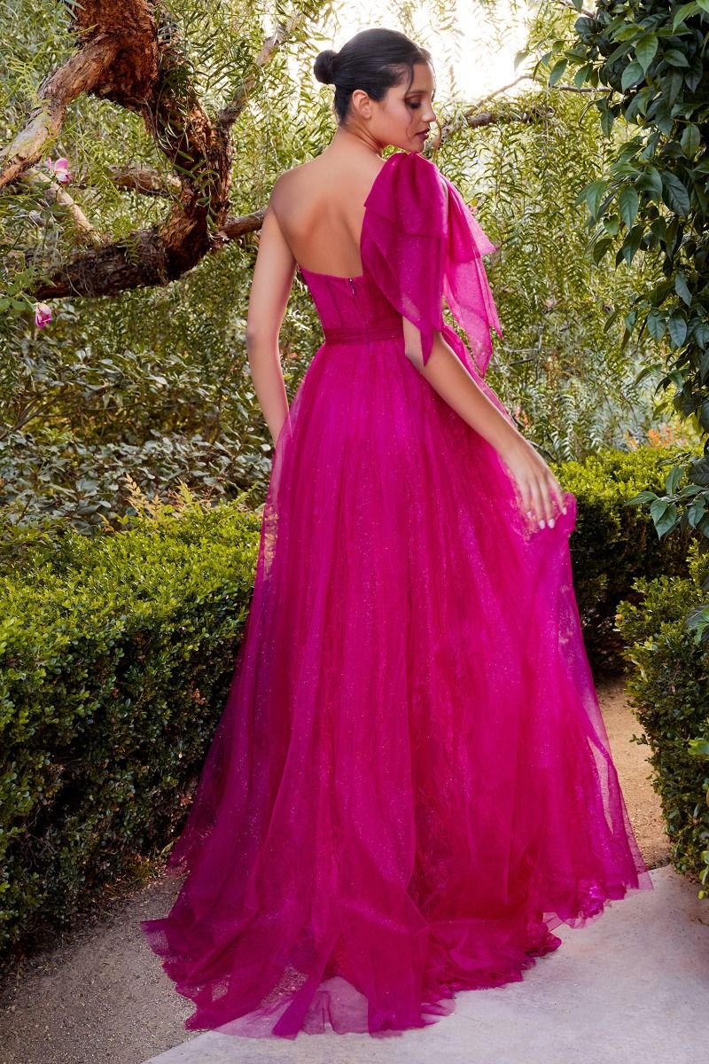 Magenta evening dresses for wedding quest 