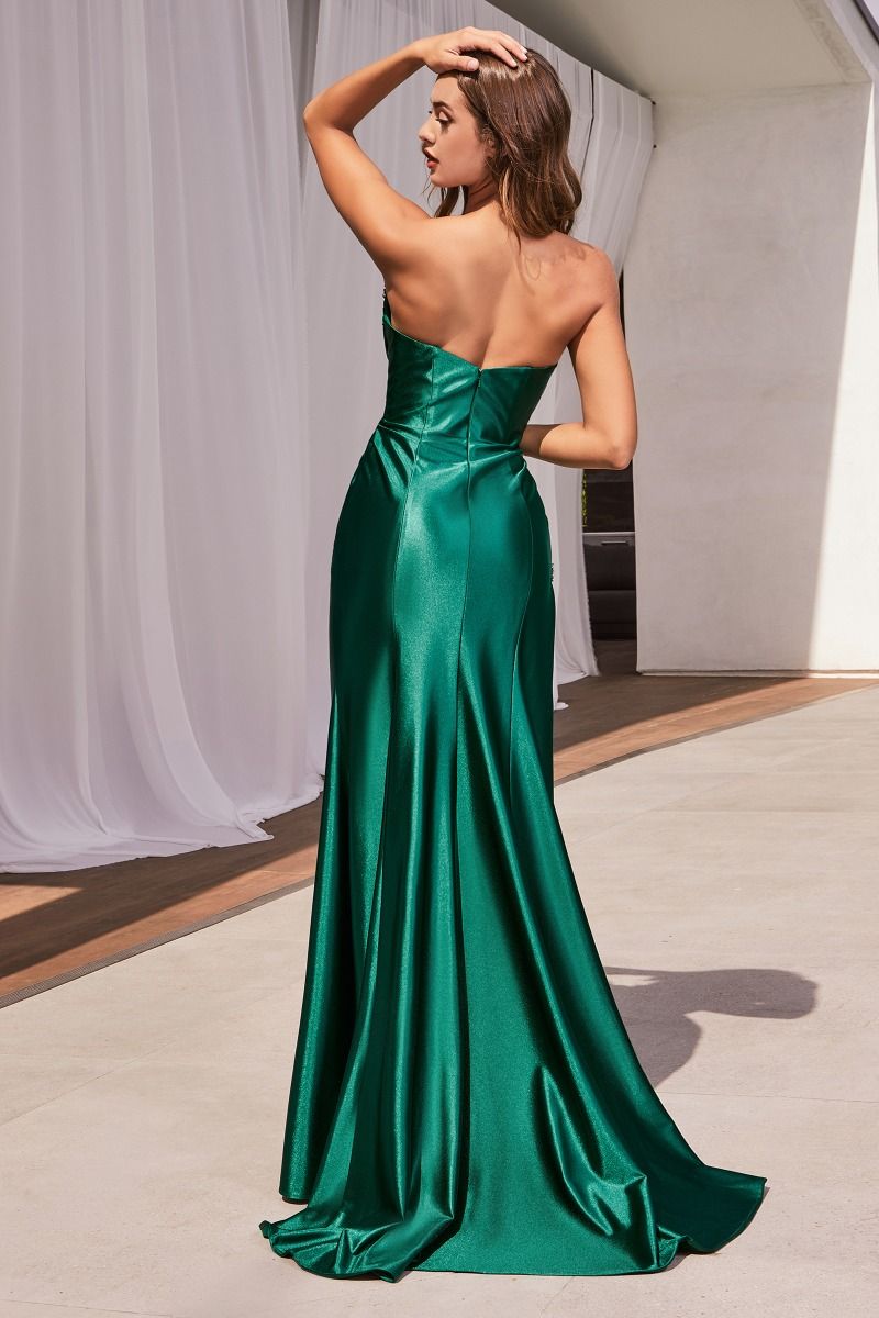 Demetra Strapless Satin Prom Gown