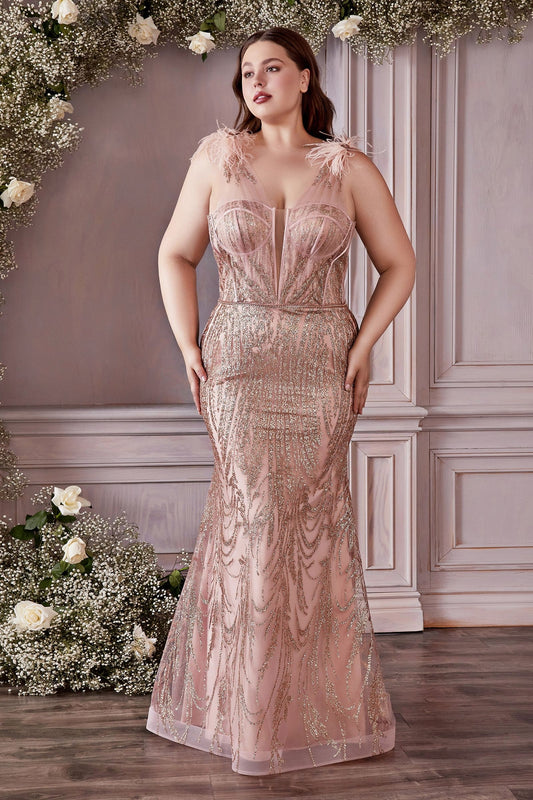 plus size evening dress in pink shades