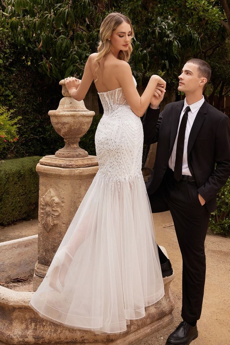 classic strapless wedding gown with corset