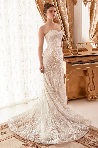 opulent off the shoulder  mermaid bridal gown adorned with a shimmering baroque motif glitter design