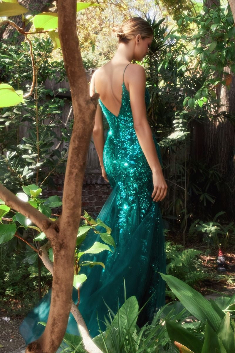 backless emerald green Glitter and sequins high quality prom dress show stopping dress