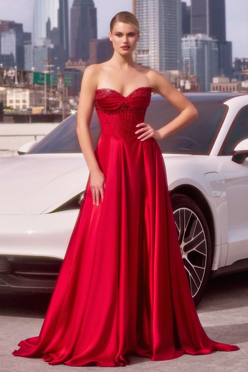 Brandy Strapless Beaded Gown