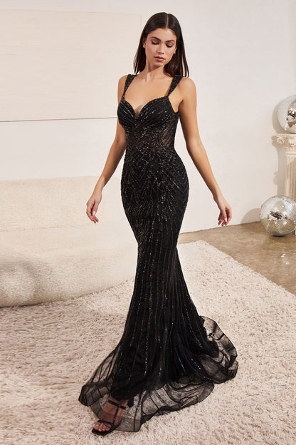 black Embellished beaded luxury mermaid gown dress for prom and wedding quest 