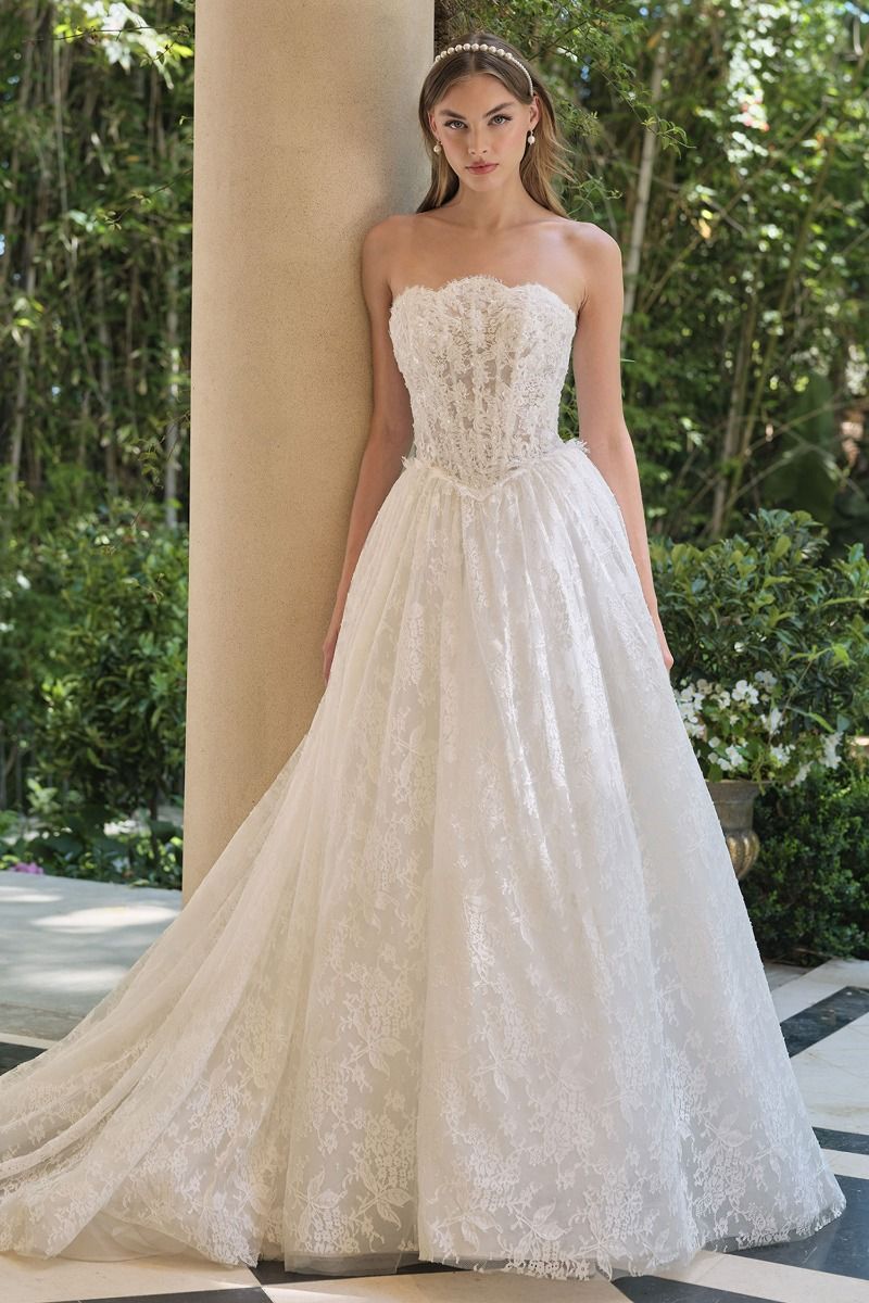Timeless Romance Strapless A-Line Lace Wedding Gown – GALINA COUTURE