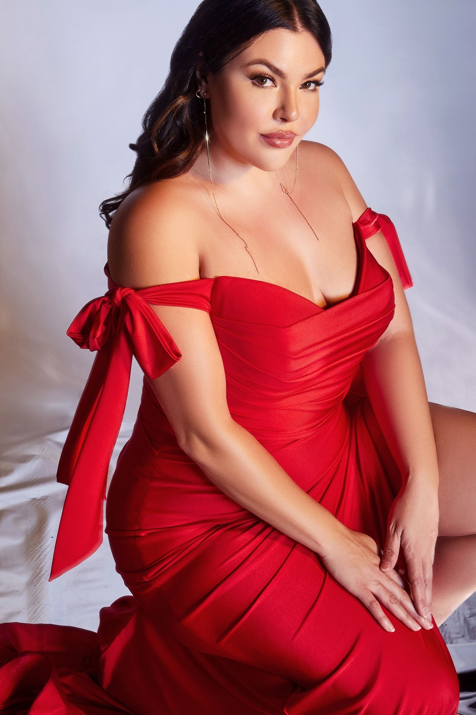 Red prom dress , Wedding guest evening plus size dresses , Maxi dress with split