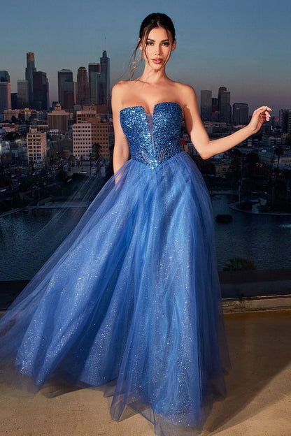 Couture ball gowns , Royal blue evening dress 