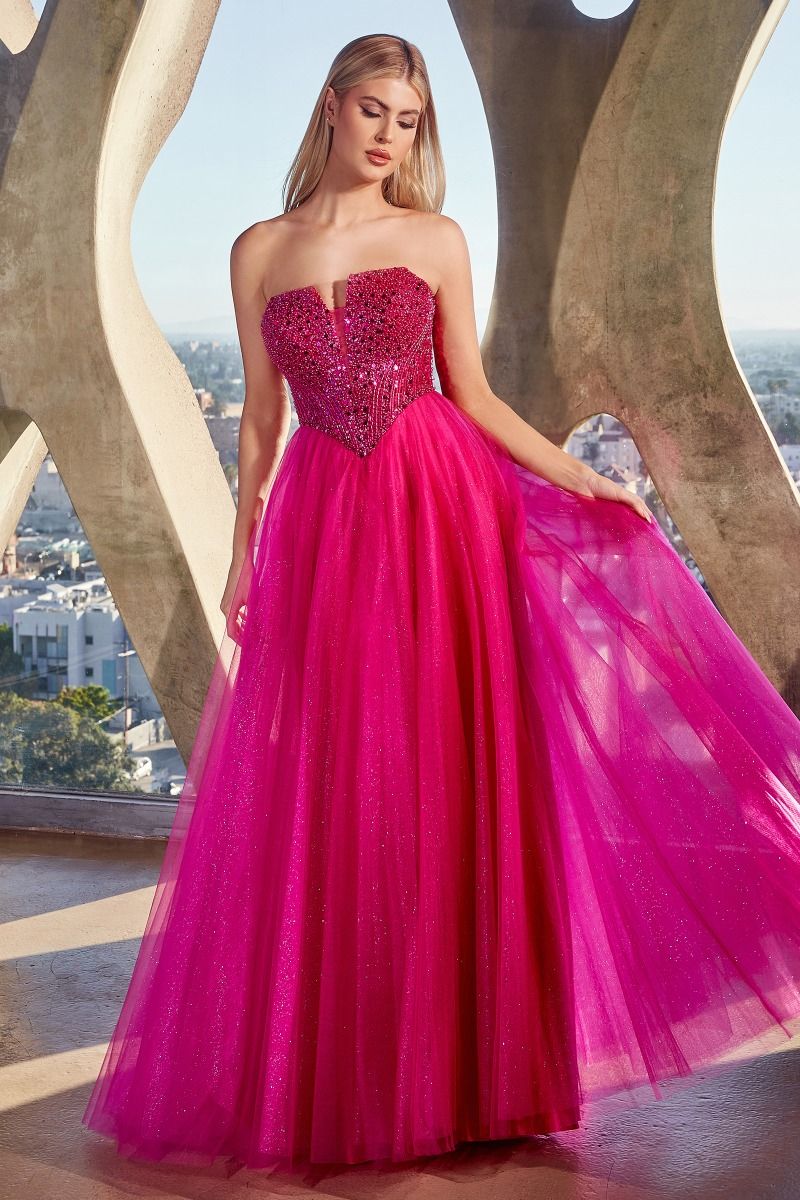 Ball gown prom dress , Hot pink evening dress , Couture ball gowns