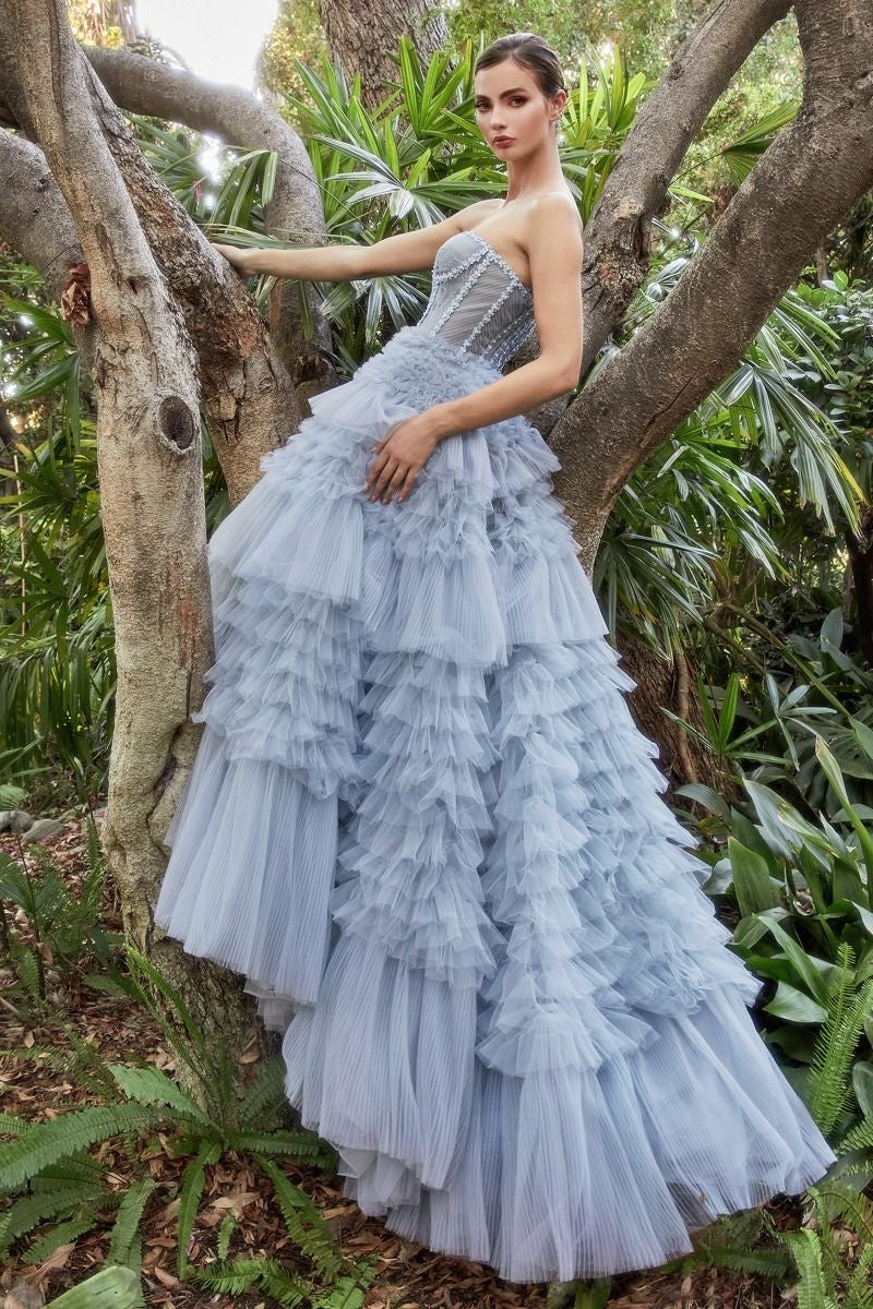romantic in blue shades Fairytale chic fairycore luxury quality ball gown for prom night