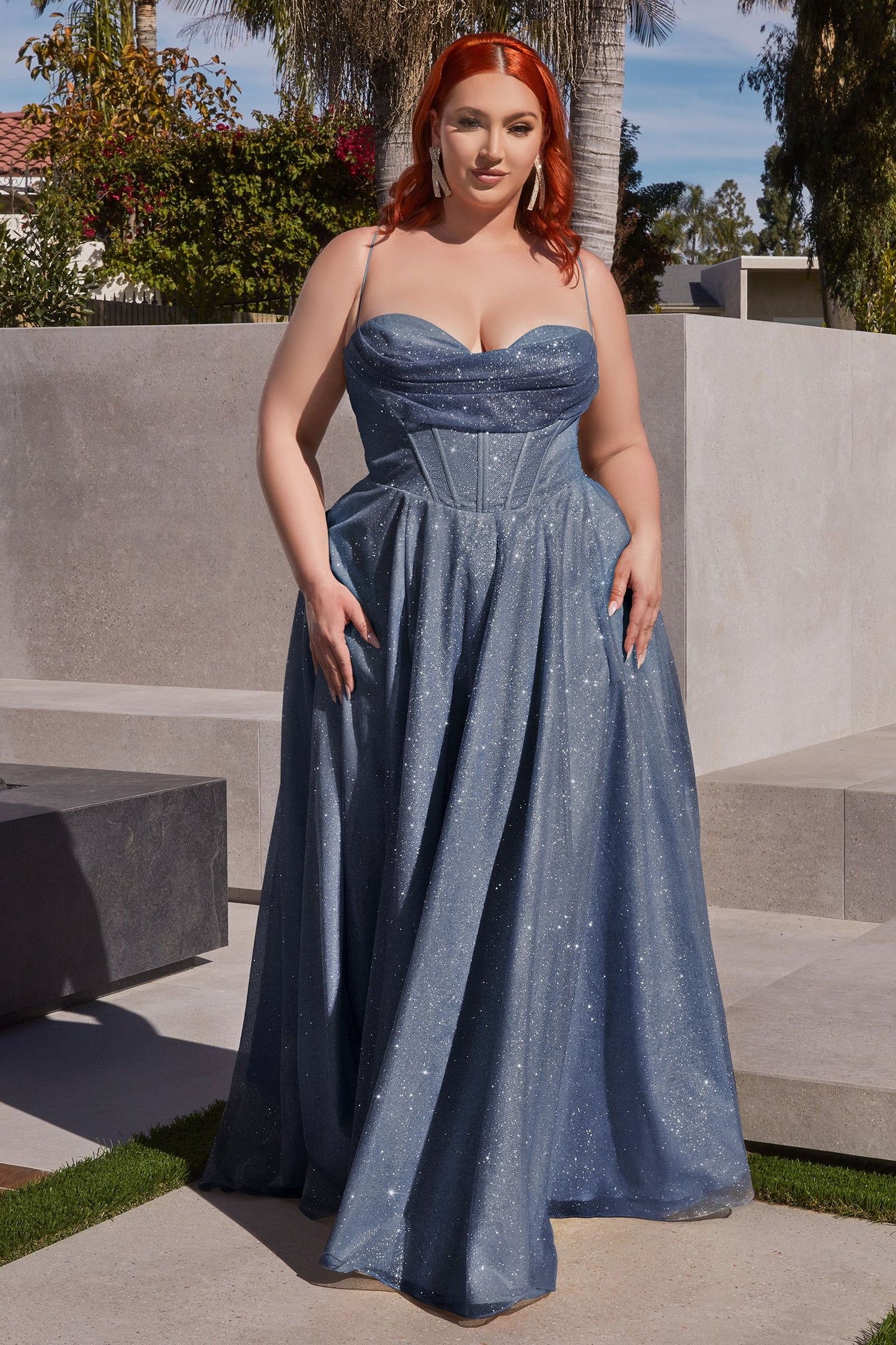 Perfect Choice for Formal Events - Glamour Glitter A-Line Gown Plus Size