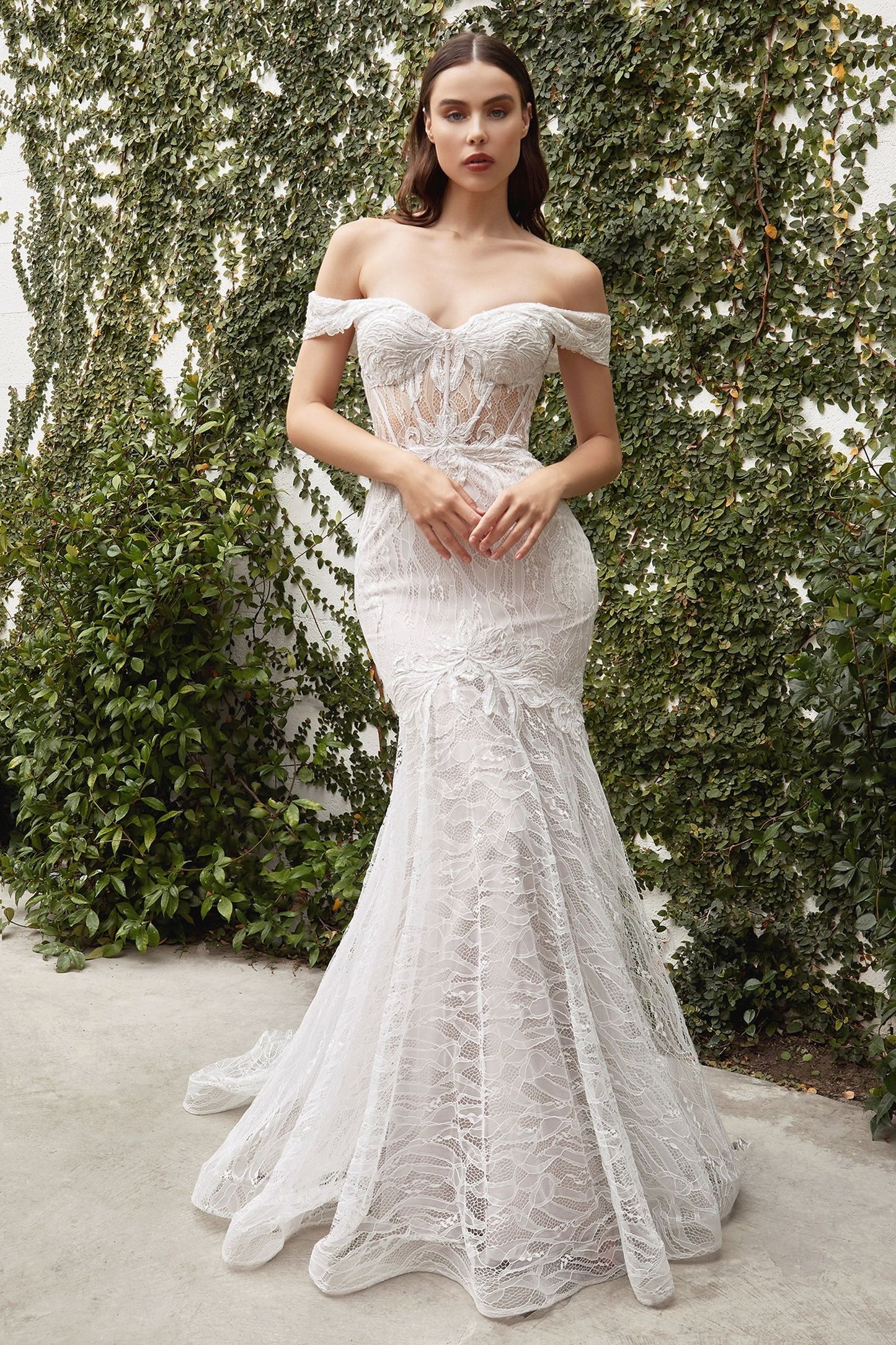 a glamorous wedding gown with a beaded bodice