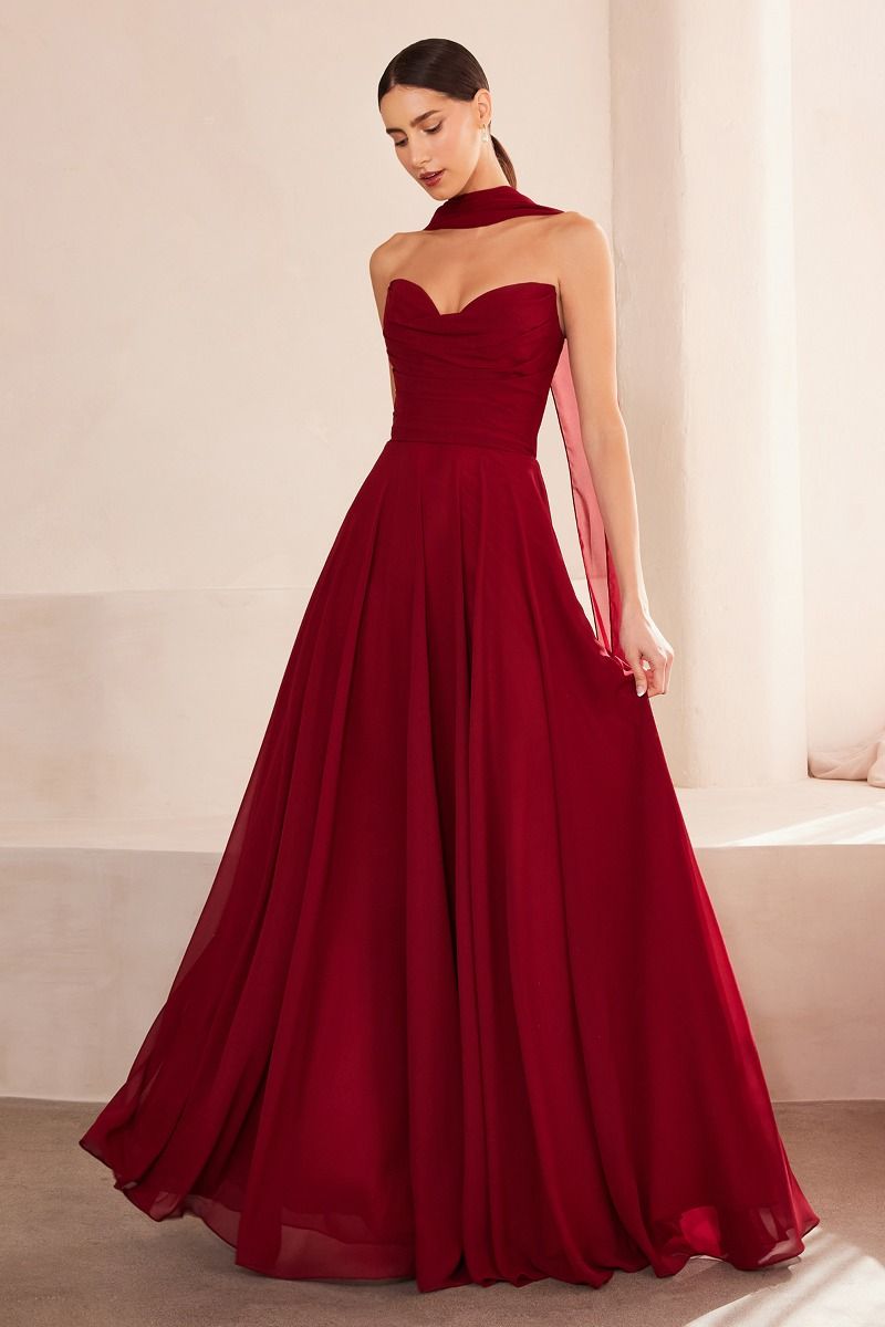 Valentine Chiffon Strapless Sweetheart Dress