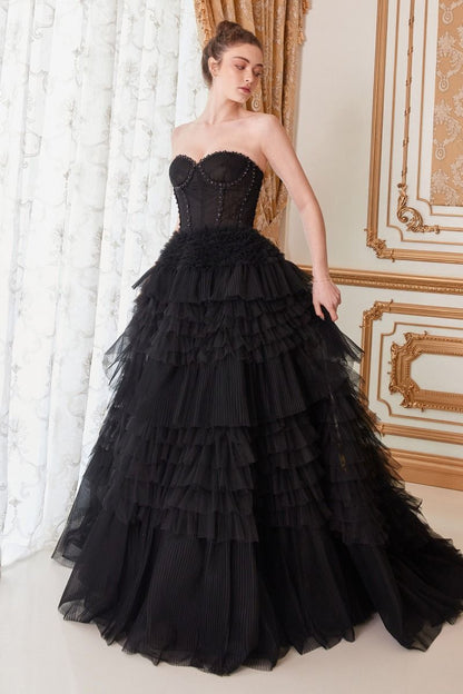Black Long Whimsical Ball gown prom dress