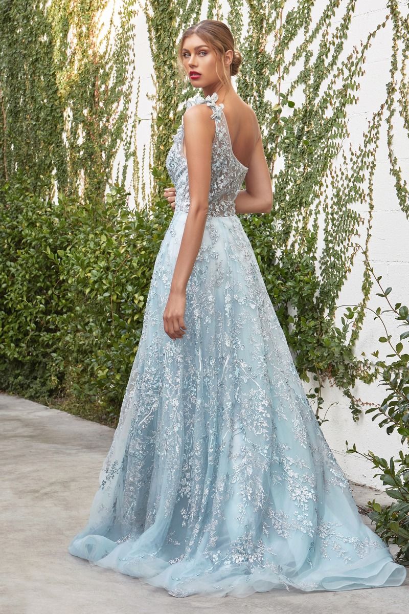 One shoulder Aqua dress , in A-Line design , suitable for mother of the bride