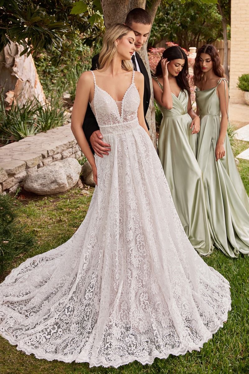 feel like a princess in this romantic lace wedding gown