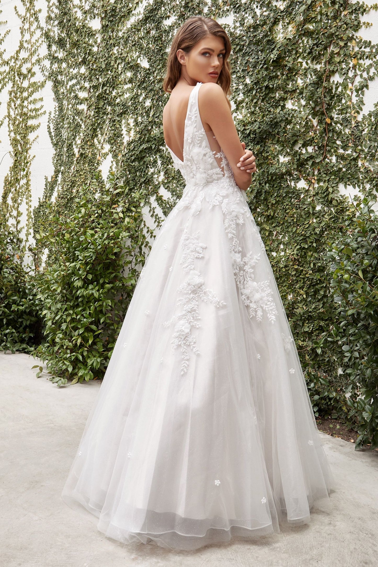 french beige lining creates a captivating contrast with shimmering diamond florals
