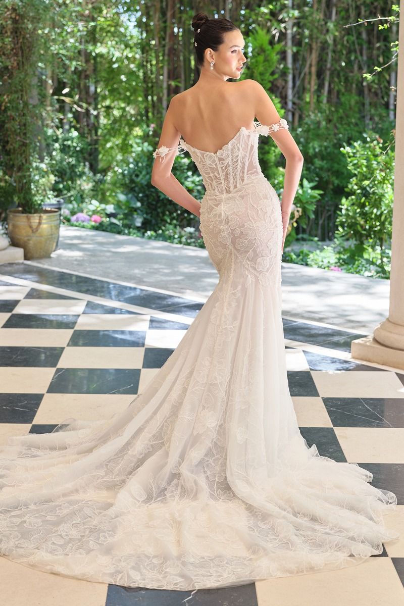 Lia Fitted Wedding Dress with Illusion Corset & 3D Floral Lace