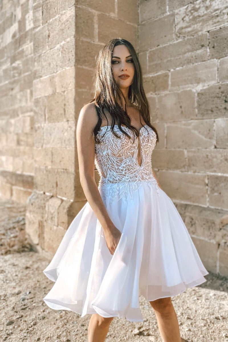 White Reception Short Gown | Strapless Corset White Dress GALINA COUTURE White Reception Short Gown | Strapless Corset White Dress GALINA COUTURE