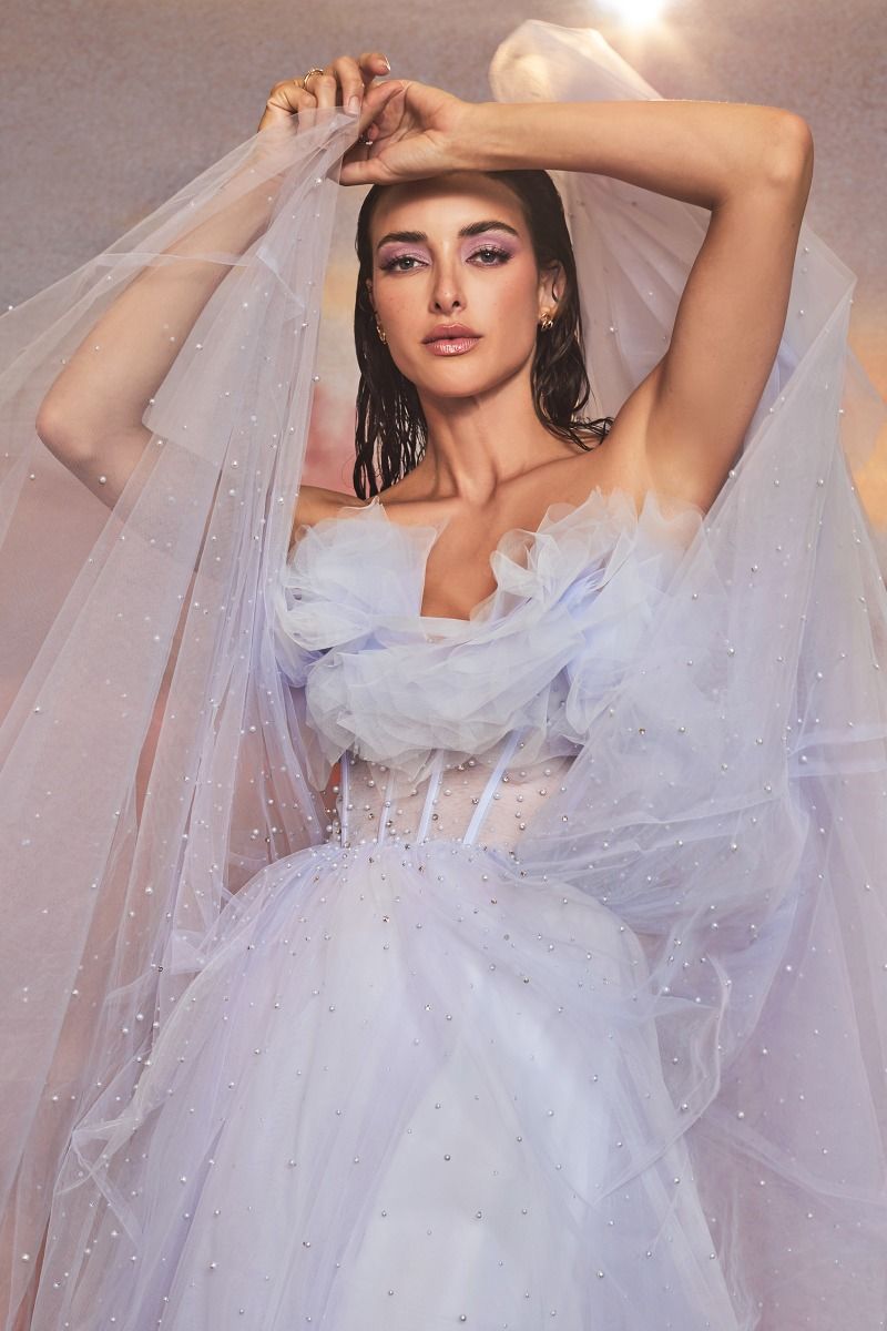 Whimsical Pearl Ball Gown By Galina Couture GALINA COUTURE Whimsical Pearl Ball Gown By Galina Couture GALINA COUTURE