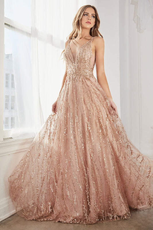 Baby pink blush dress luxury glitter fabric gown in Ball gown
