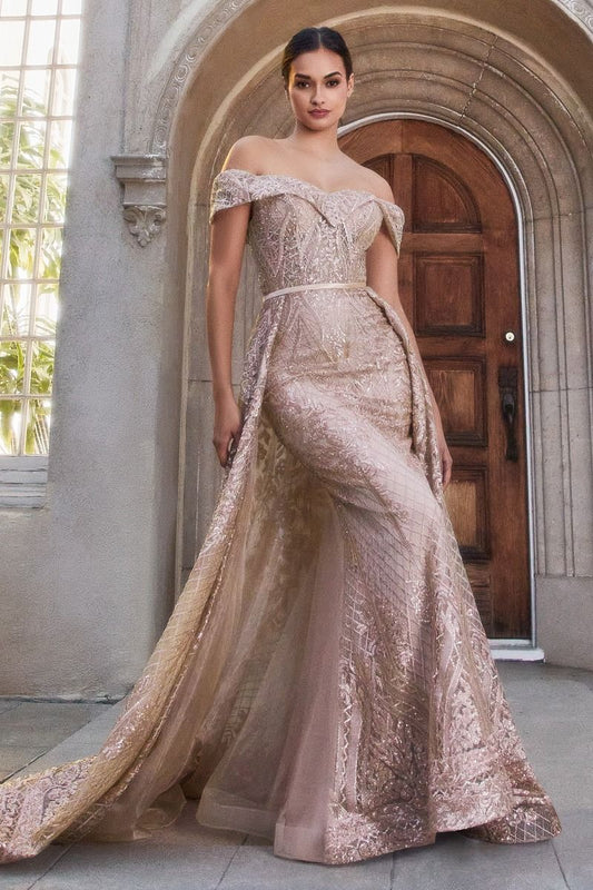 Sequin Gown With Overskirt