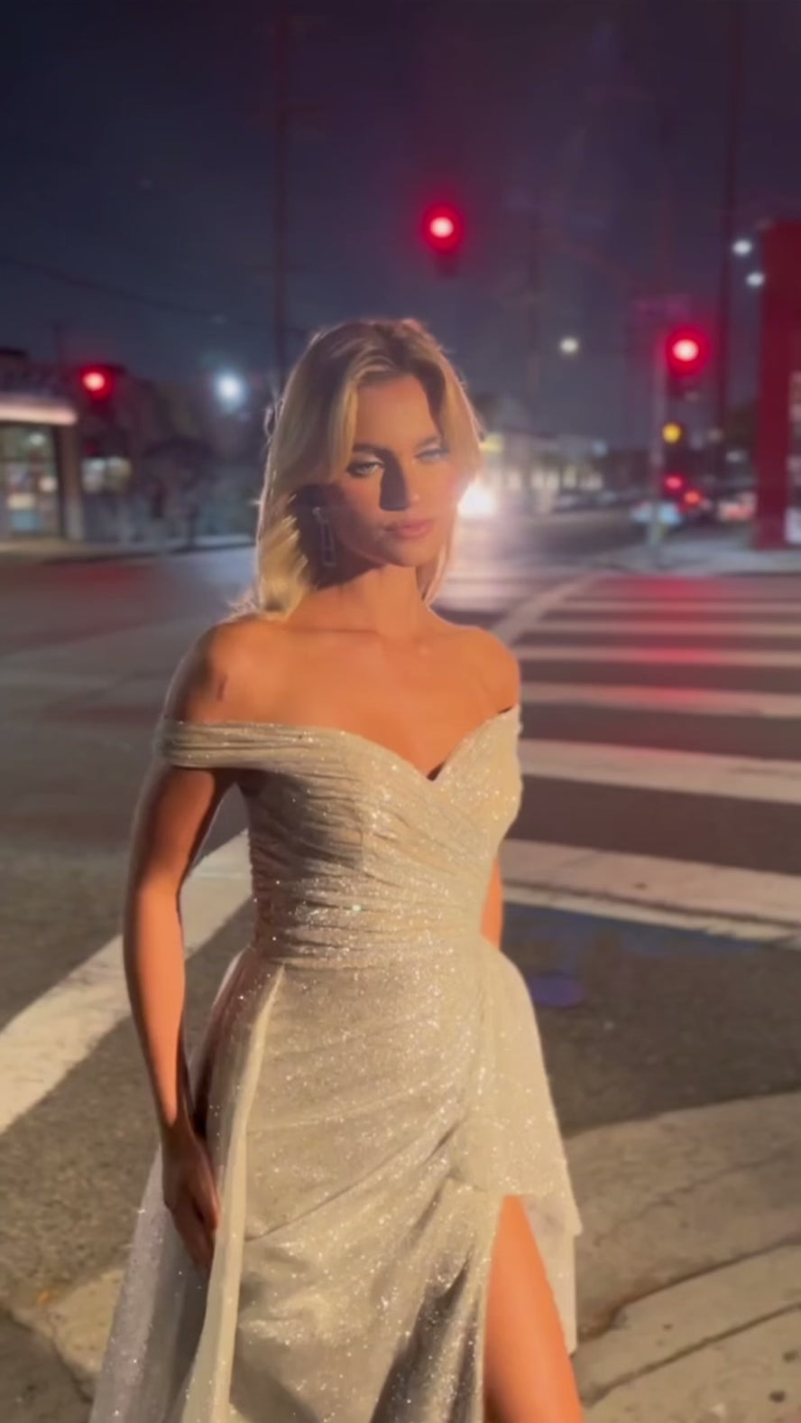 silver Sexy prom dress gown with luxury glitter sequin fabric style