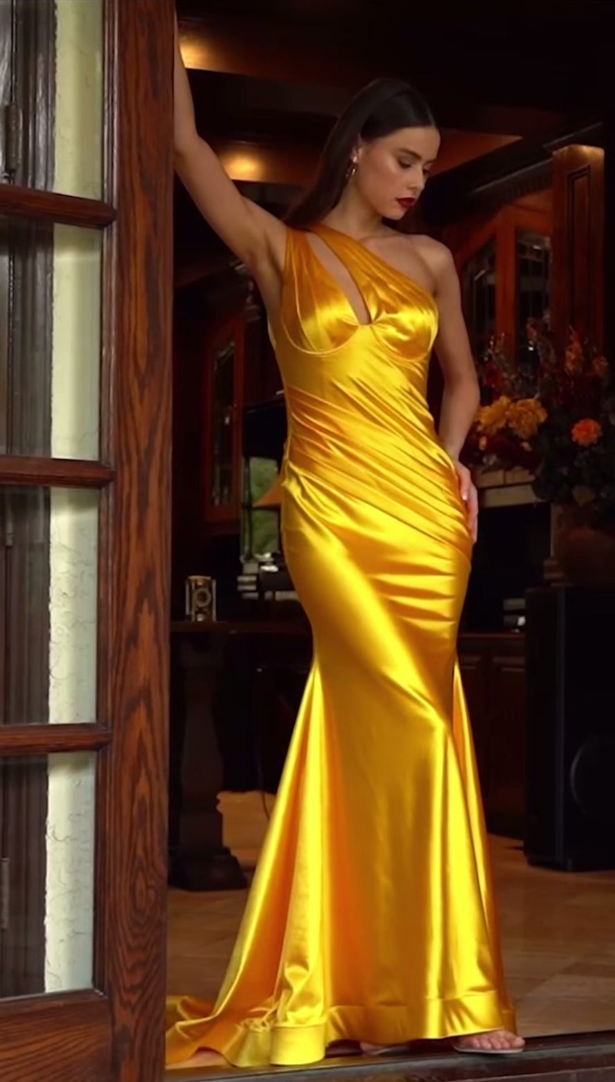gorgeous satin maxi dress gown