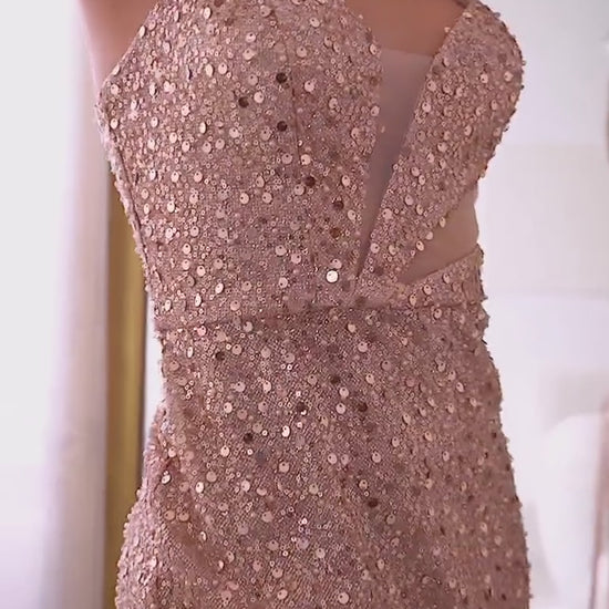 cut outs glitter dress with high cut 