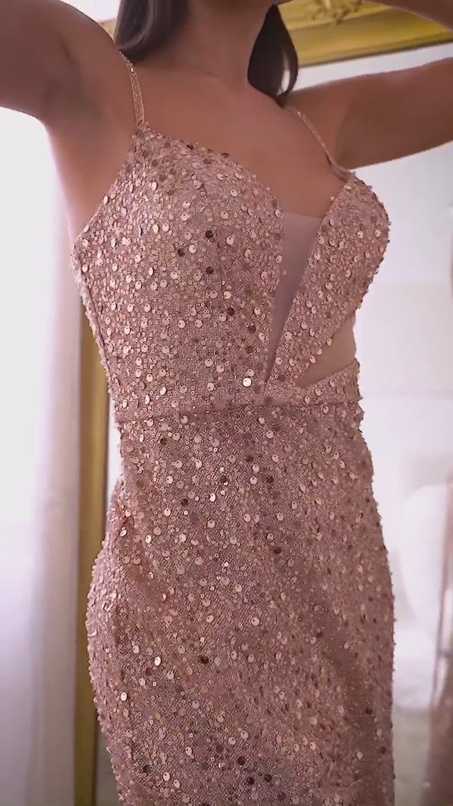 cut outs glitter dress with high cut 
