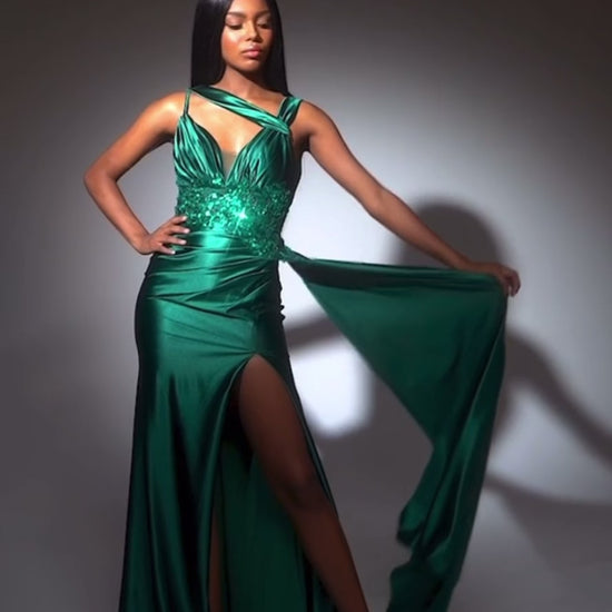 green satin luxury satin maxi long dress