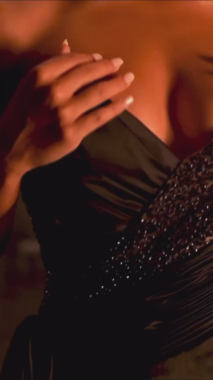 Chiffon black nude embellished gown online