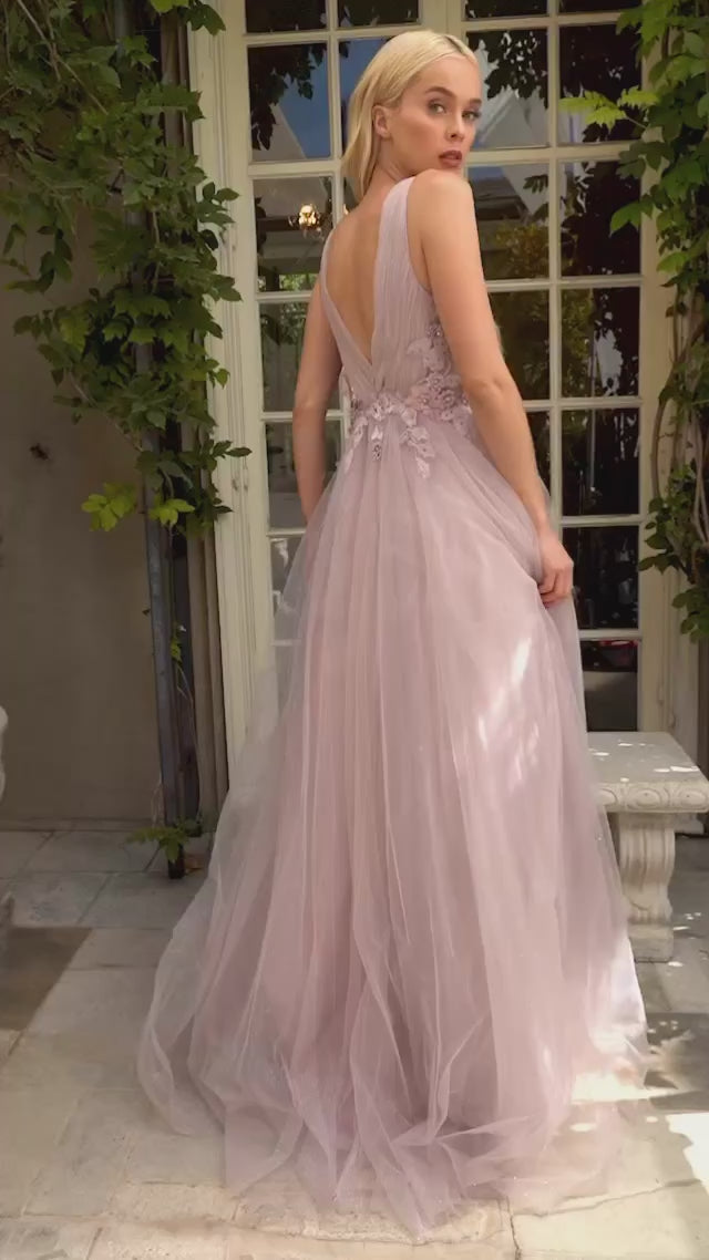 pink Soft romantic layers of glitter tulle with leg slits for a sexy prom night wedding
