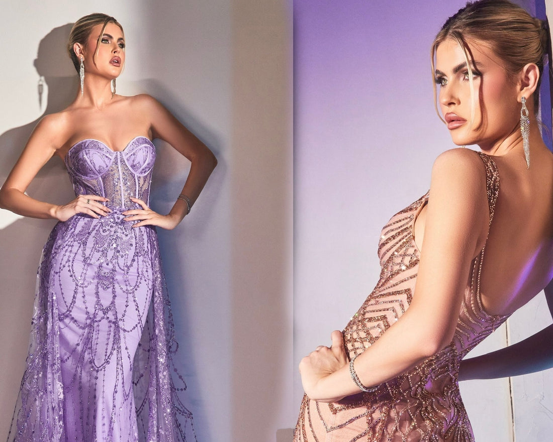 beaded evening dress , purple evening gowns 