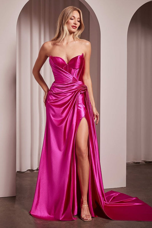 Laurell Fitted Structured Satin Gown